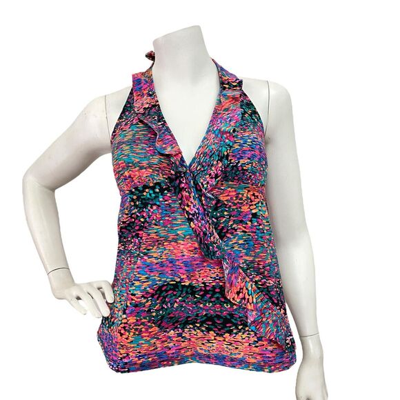 Assets by Sara Blakely Women's Large Ruffle Halter Tankini Swim Top - Picture 1 of 8